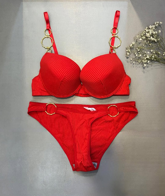 Metal Ring Strap Push-Up Lingerie Set