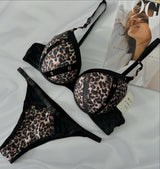 Leopard Print Wired Push-Up Bra & Panty Set