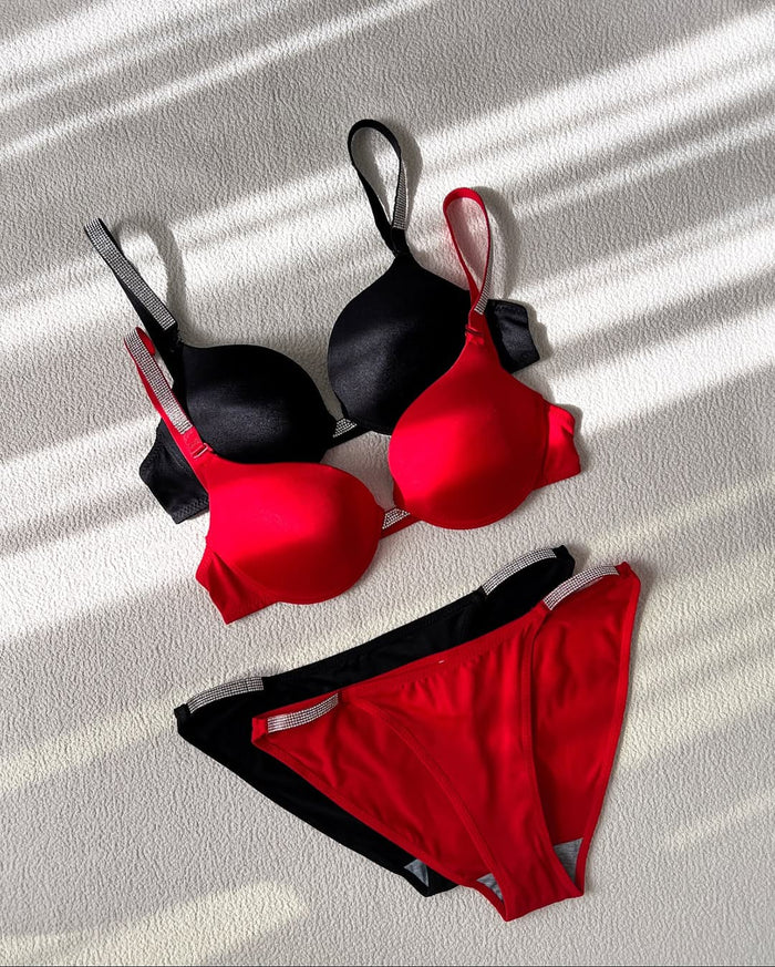 Rhinestone Strap Lingerie Set