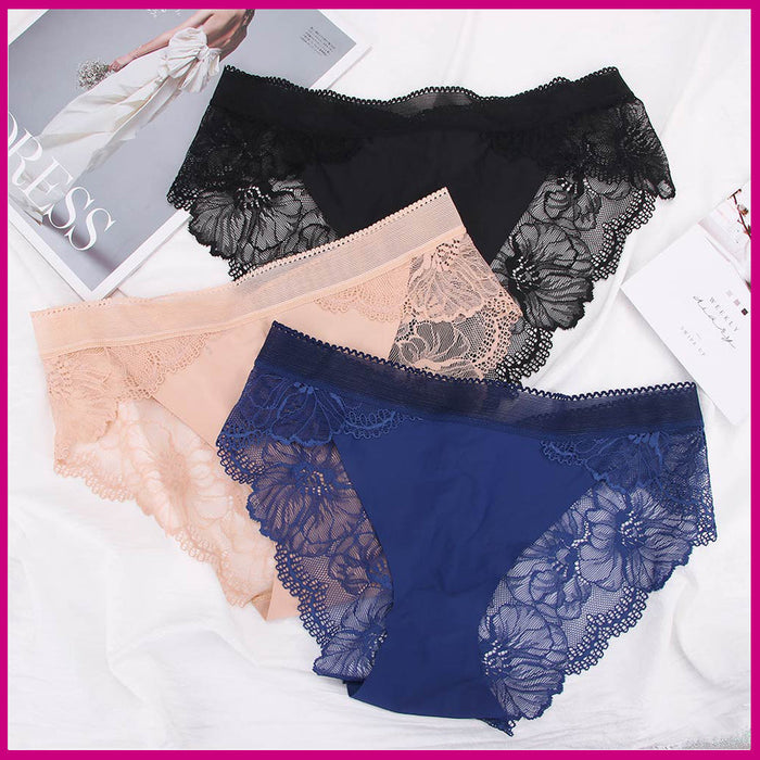 Pack of 3 Lace See-Through Panties