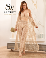 4Pcs Premium Transparent Net See Through Bridal Nighty Set