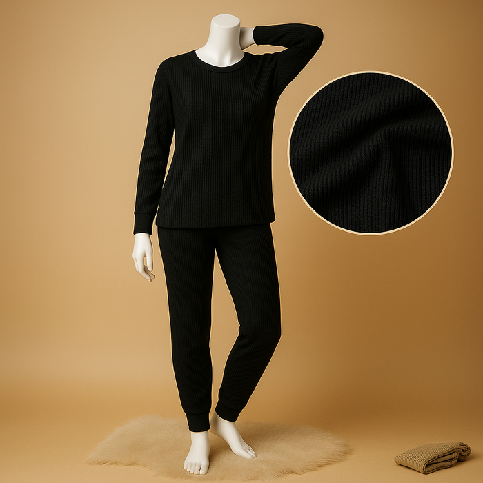 2-Piece Ribbed Cotton Thermal Set – Full Sleeve Top & Matching Bottom