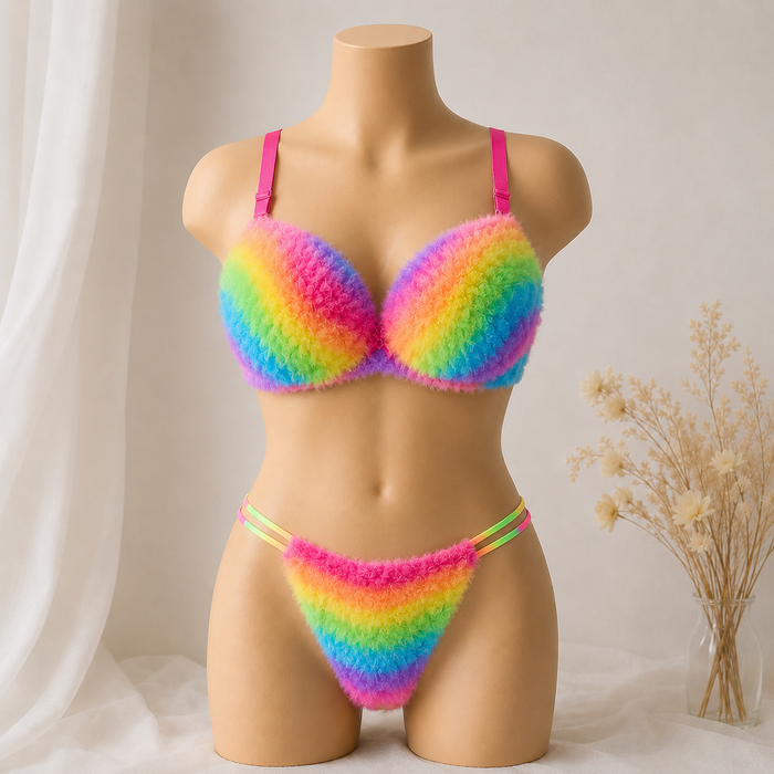 Rainbow Plush Lingerie Set