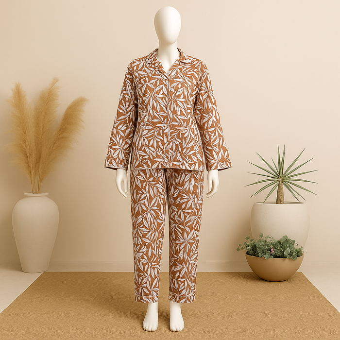 Linen 2-Piece Pajama Set with Scrunchie
