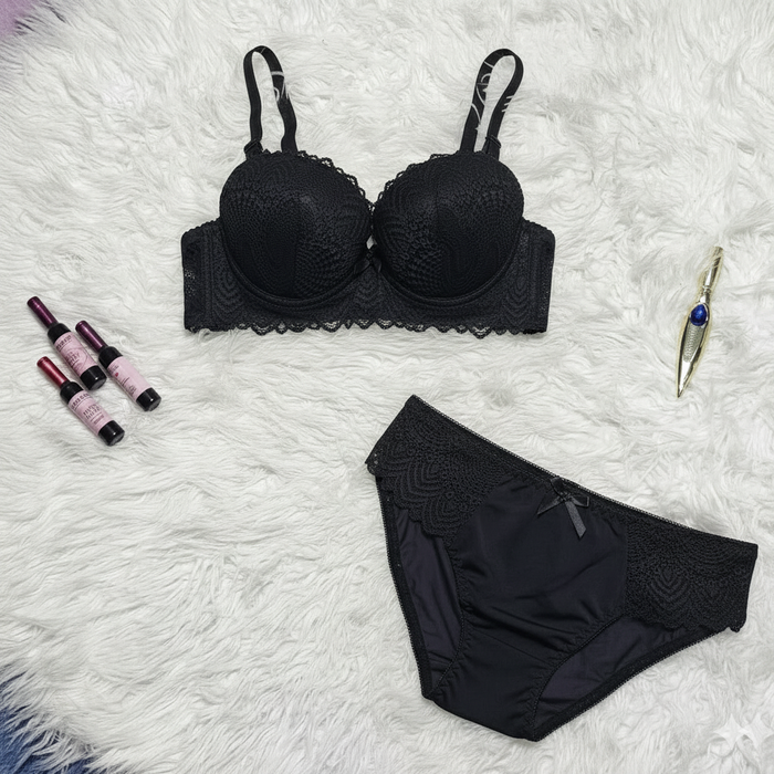 Double Padded Wired Push-Up Lace Bra & Panty Set