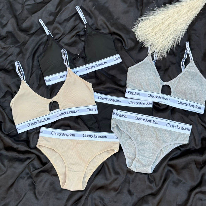 Letter Strap Hollow Sports Bra Set