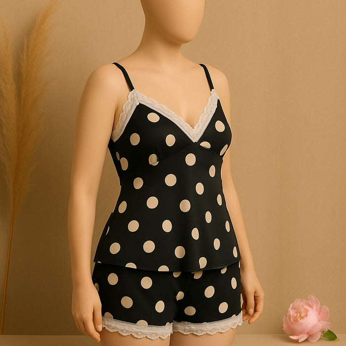 Polka Dot Silk Camisole & Shorts Set