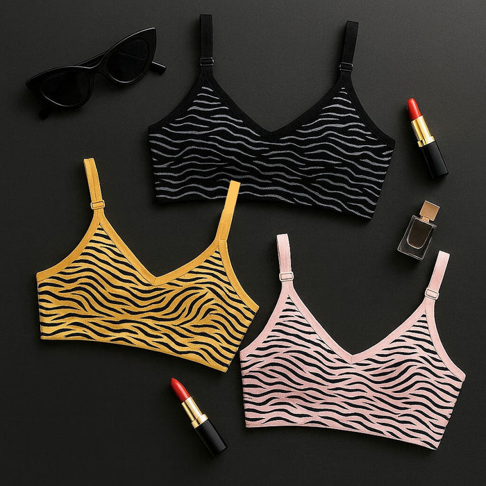 Pack of 3 Zebra Print Bralettes