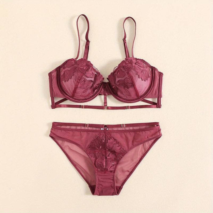 Floral Embroidered Lingerie Set
